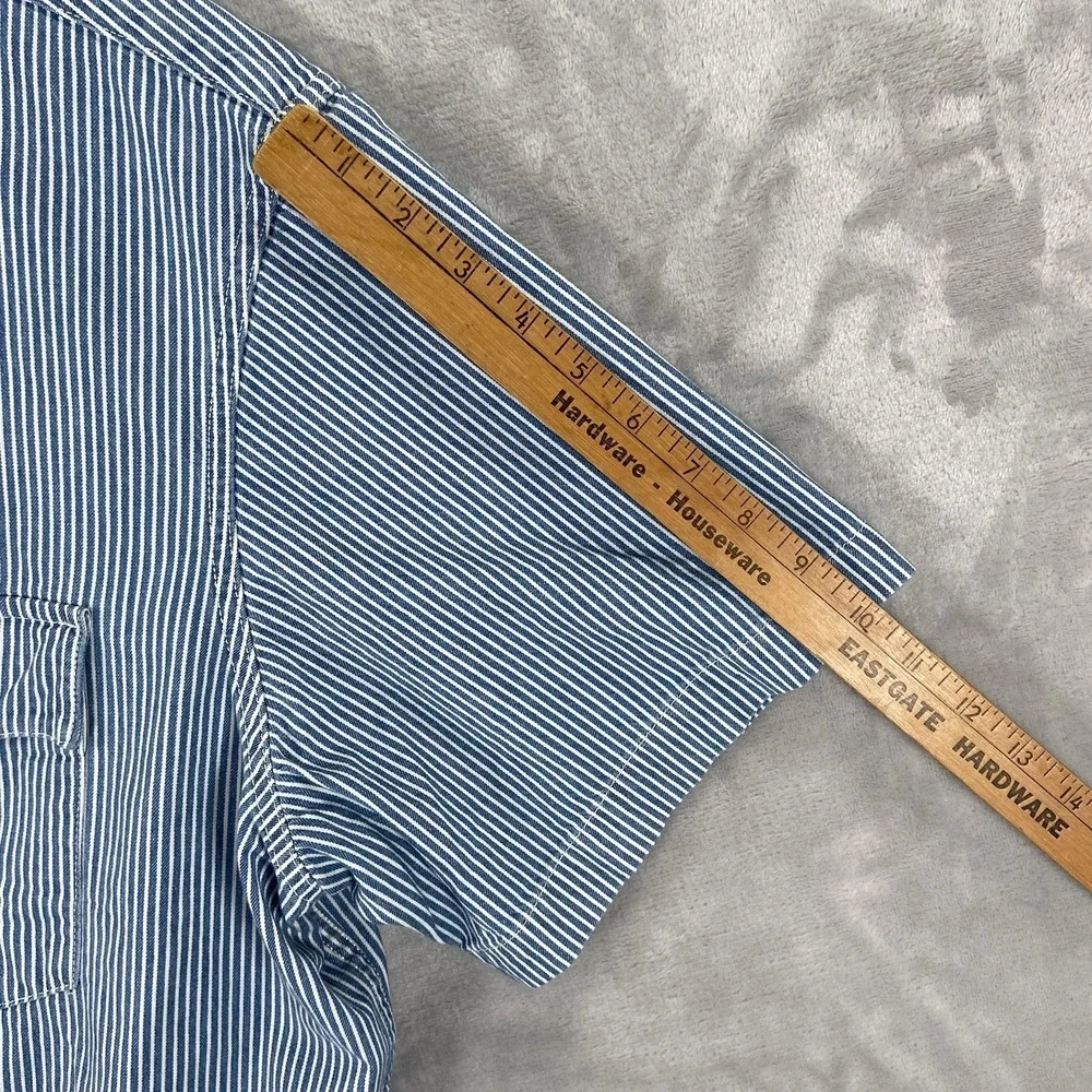 Levi's Western Shirt Mens XL Pearl Snap Relaxed Fit Short Sleeve Striped Cowboy